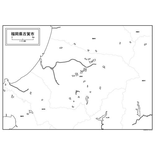 古賀市の白地図のサムネイル