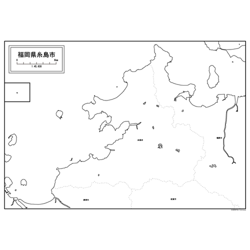 糸島市の白地図のサムネイル