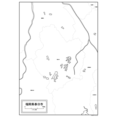 春日市の白地図のサムネイル