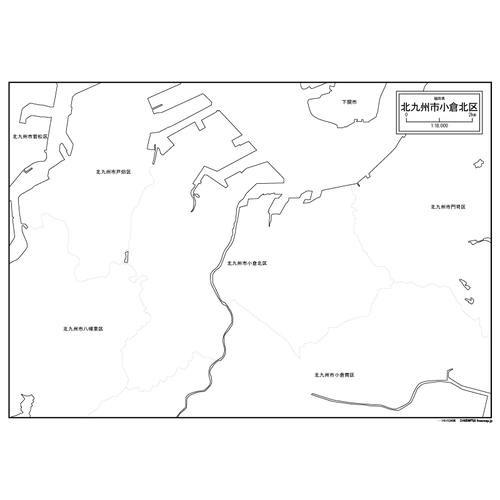 北九州市小倉北区の白地図のサムネイル