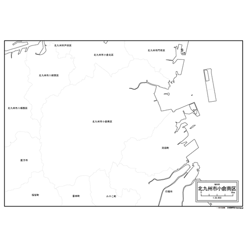 北九州市小倉南区の白地図のサムネイル