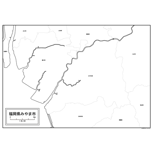 みやま市の白地図のサムネイル
