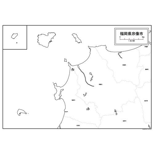宗像市の白地図のサムネイル