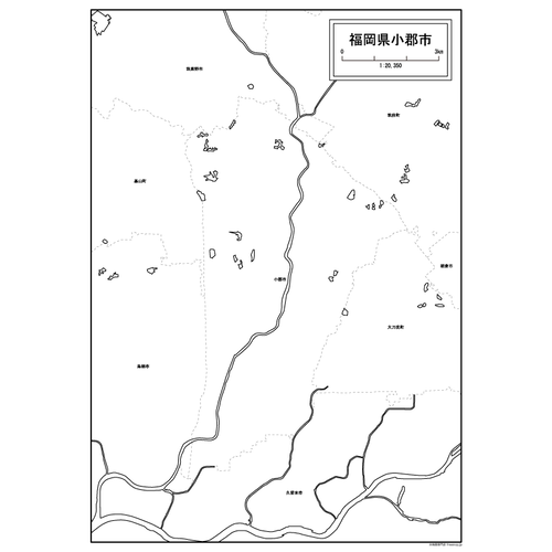 小郡市の白地図のサムネイル