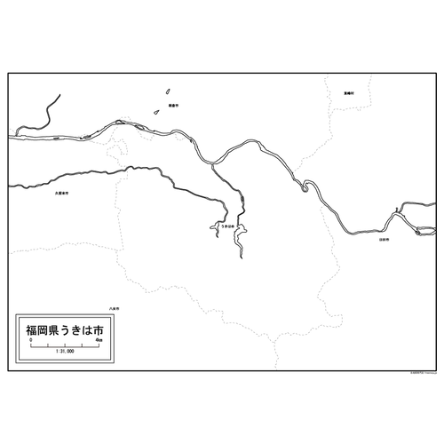 うきは市の白地図のサムネイル