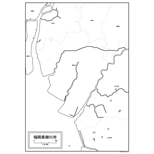 柳川市の白地図のサムネイル
