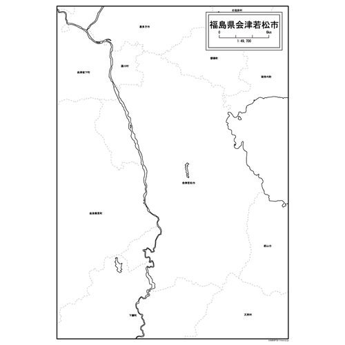 会津若松市の白地図のサムネイル