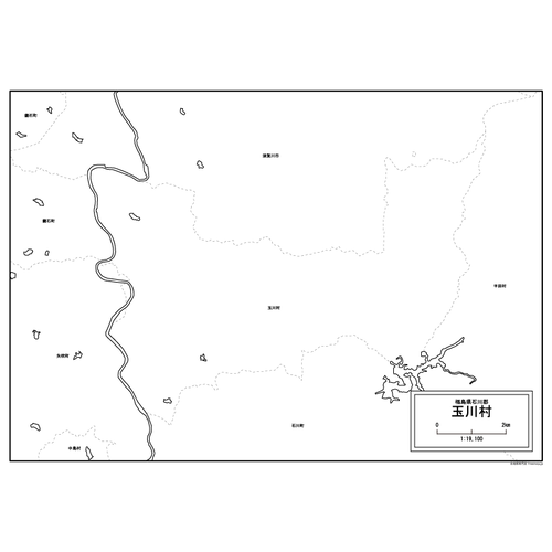 玉川村の白地図のサムネイル