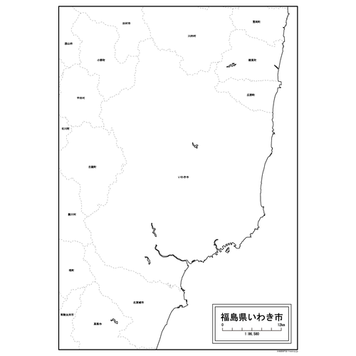 いわき市の白地図のサムネイル