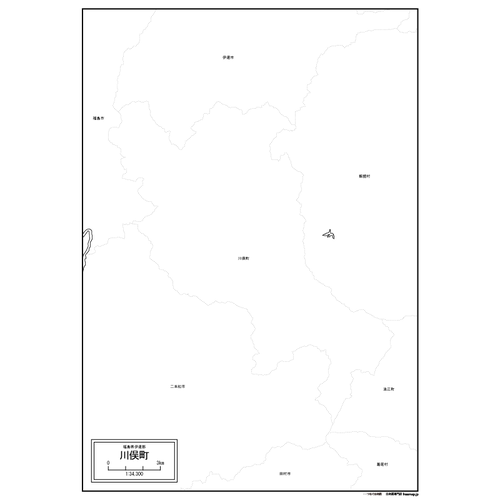川俣町の白地図のサムネイル
