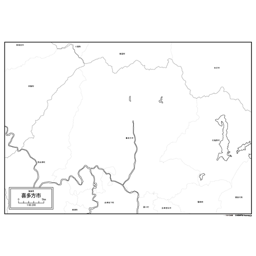 喜多方市の白地図のサムネイル