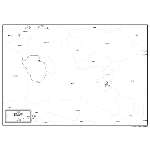 郡山市の白地図のサムネイル