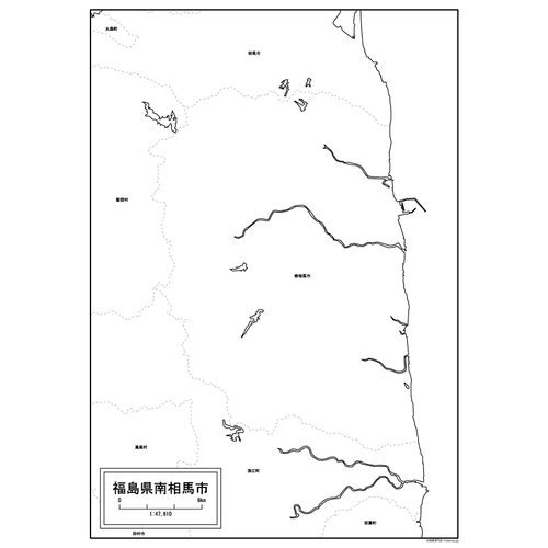 南相馬市の白地図のサムネイル