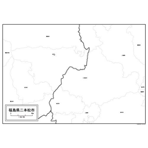 二本松市の白地図のサムネイル