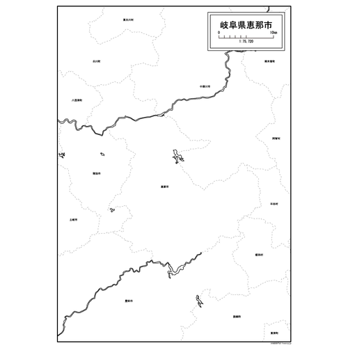 恵那市の白地図のサムネイル