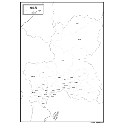 岐阜県の白地図のサムネイル