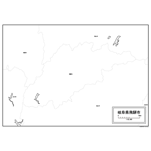 飛騨市の白地図のサムネイル