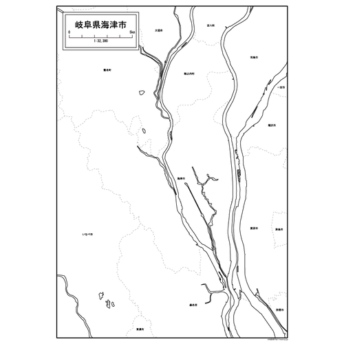 海津市の白地図のサムネイル