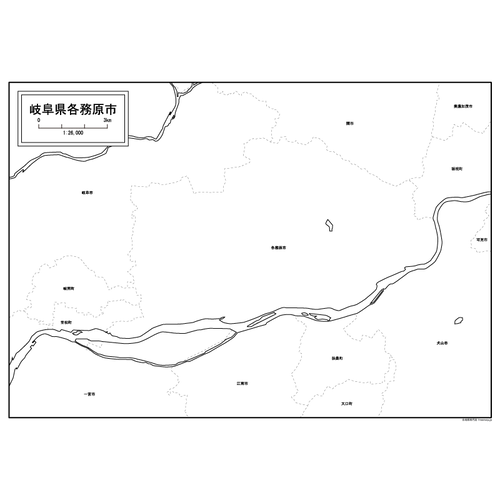 各務原市の白地図のサムネイル