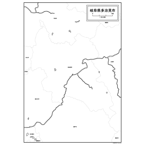 多治見市の白地図のサムネイル