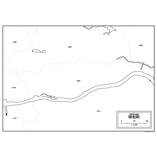群馬県明和町の白地図のサムネイル