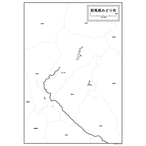 みどり市の白地図のサムネイル