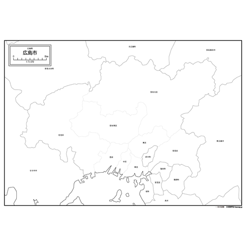 広島市の白地図のサムネイル