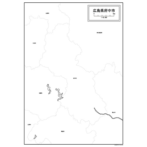 広島県府中市の白地図のサムネイル