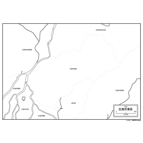 広島市東区の白地図のサムネイル
