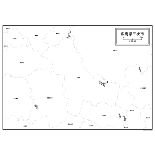 三次市の白地図のサムネイル