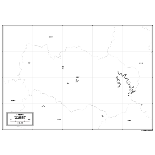 世羅町の白地図のサムネイル