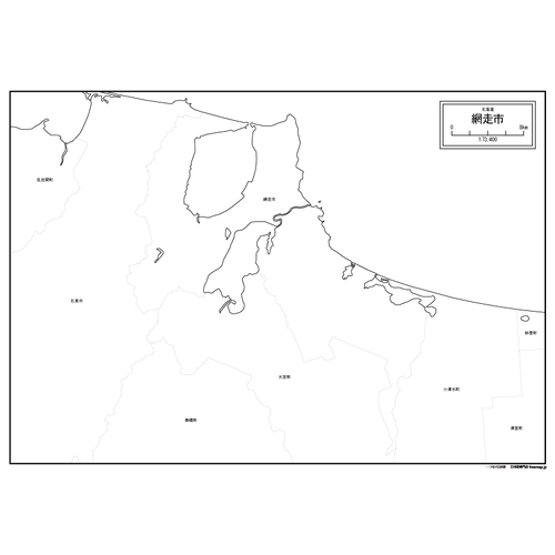網走市の白地図のサムネイル