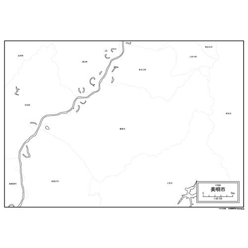 美唄市の白地図のサムネイル