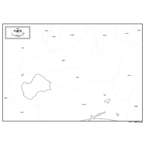 千歳市の白地図のサムネイル