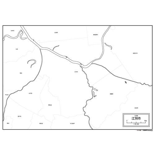 江別市の白地図のサムネイル