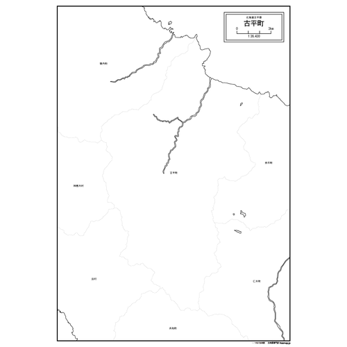 古平町の白地図のサムネイル