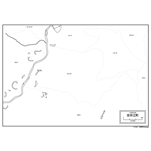 奈井江町の白地図のサムネイル