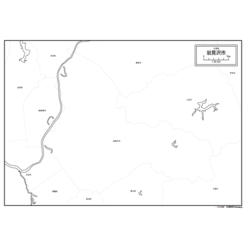 岩見沢市の白地図のサムネイル