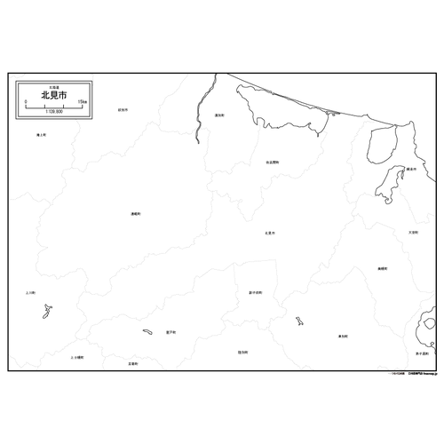 北見市の白地図のサムネイル