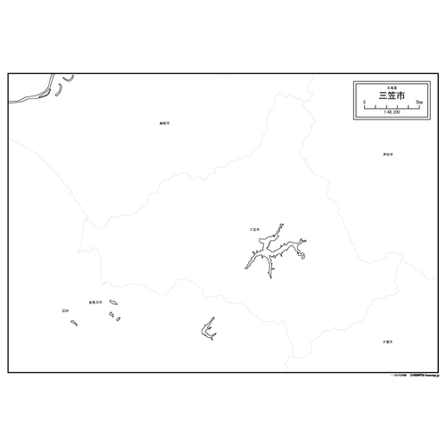 三笠市の白地図のサムネイル