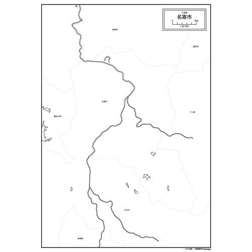 名寄市の白地図のサムネイル