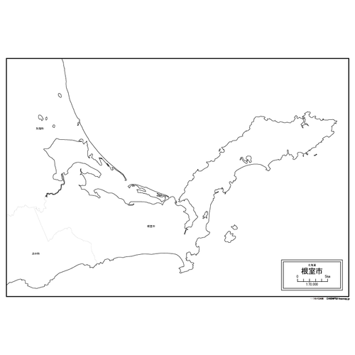 根室市の白地図のサムネイル