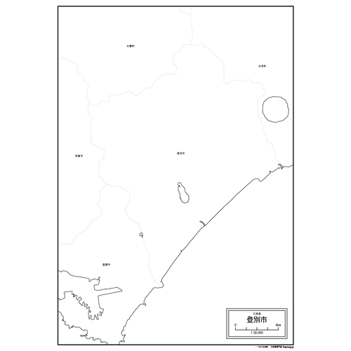 登別市の白地図のサムネイル