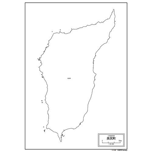 奥尻町の白地図のサムネイル