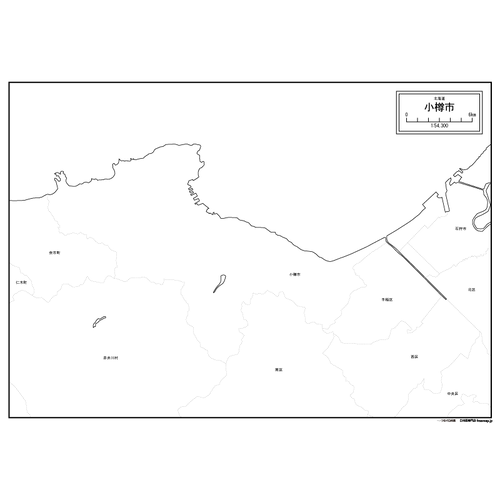 小樽市の白地図のサムネイル
