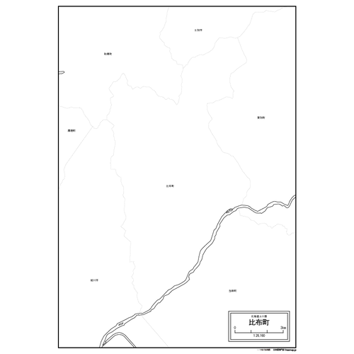 比布町の白地図のサムネイル