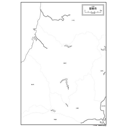 留萌市の白地図のサムネイル