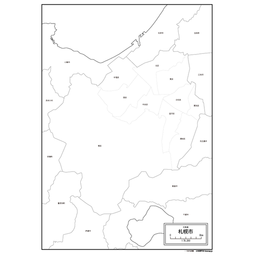 札幌市の白地図のサムネイル