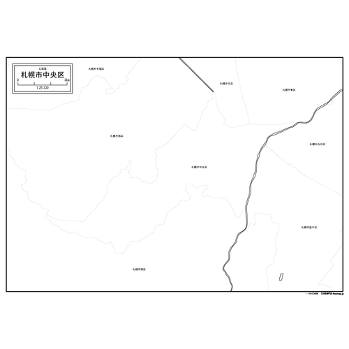 札幌市中央区の白地図のサムネイル