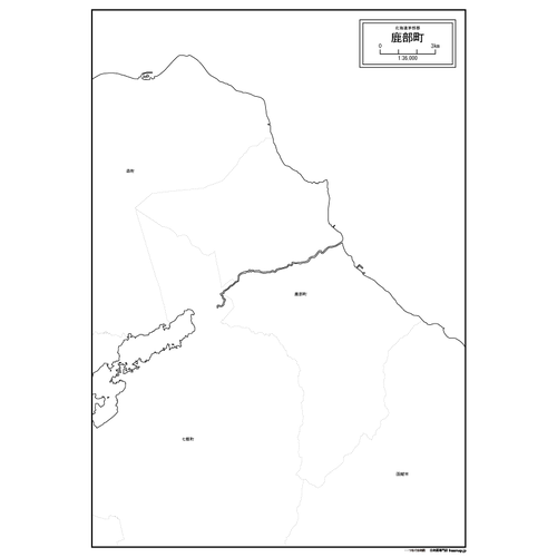 鹿部町の白地図のサムネイル